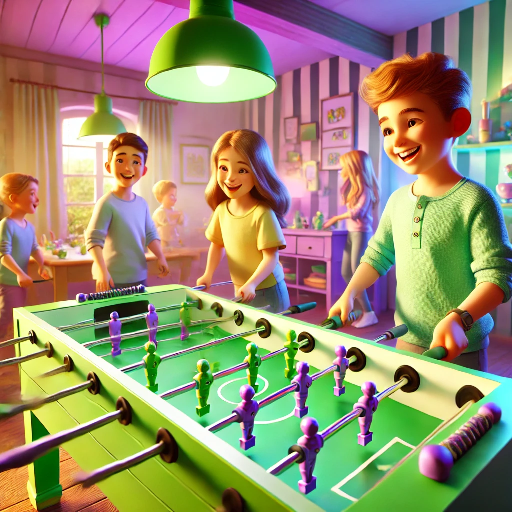 A selection of tabletop games and foosball tables offered by infotuscany